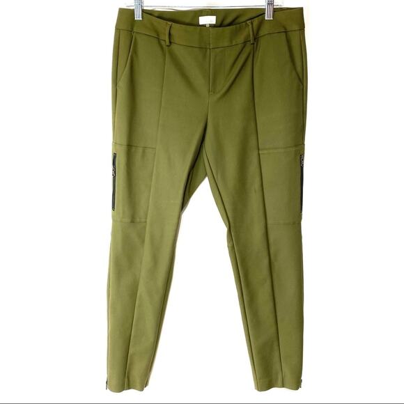 Ecru Military Green Ankle Zip Pants Size 8 - Picture 1 of 7